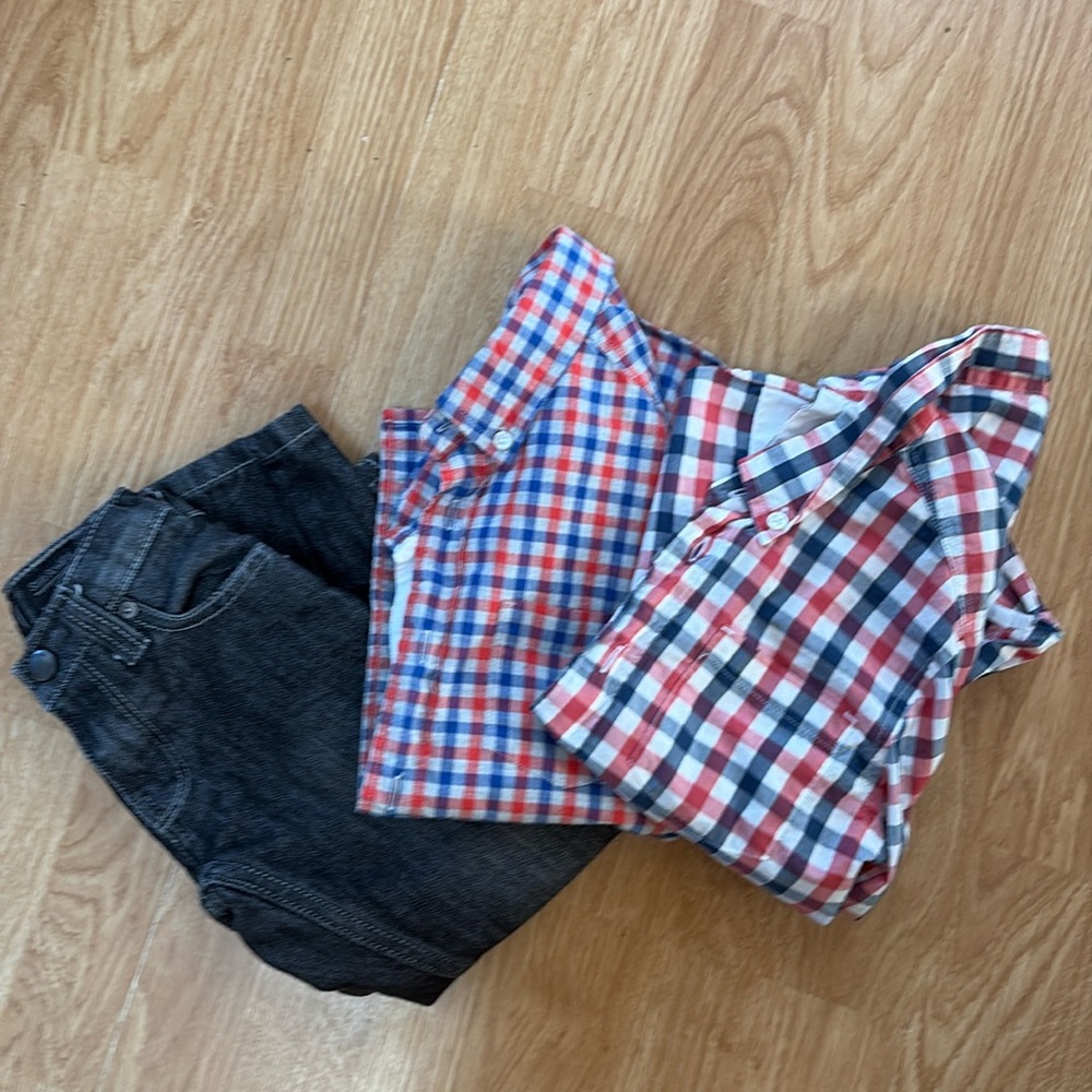 Crew Cuts Gingham Long Sleeve Shirts Bundle of two
